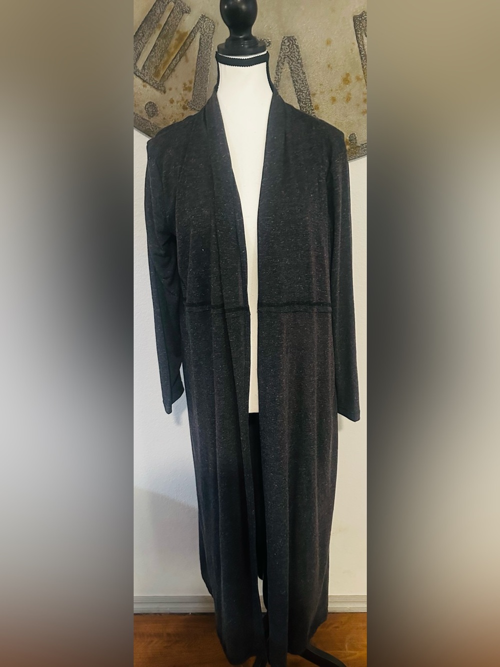 Long Open-Front Black Women's Sweater Cardigan